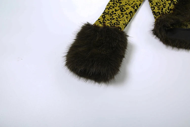 Cutenew Women 2 Piece Set Wild Fur Glitter Fluff Patchwork Cardigan Tops+Peach Hip Skirts Midnight Matching Hipster Clubwear