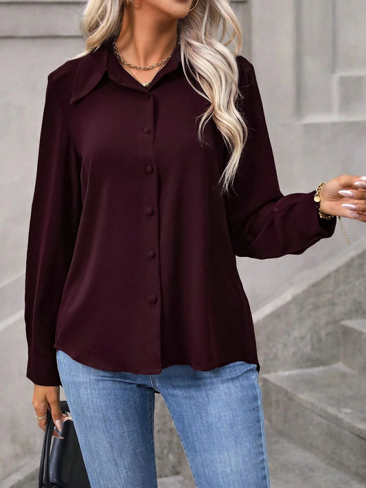 Solid Color Button Front Shirt
