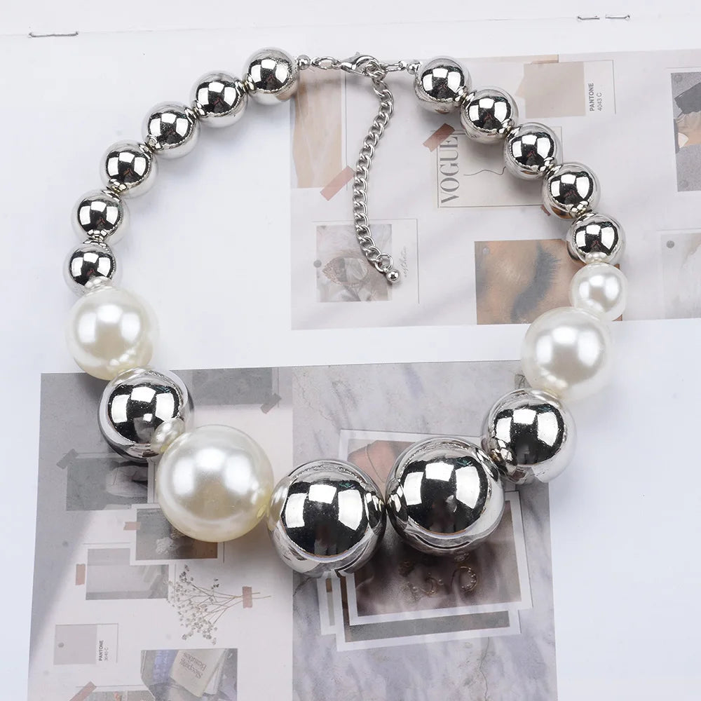 Double Layer Imitation Pearl Choker Necklace for Women
