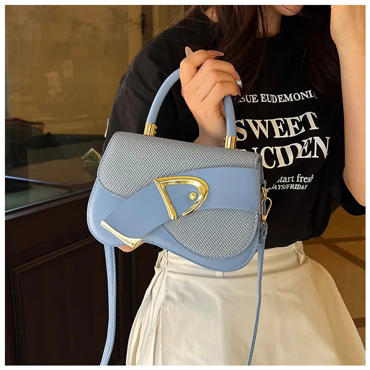 Women's Elegant Minimalist Shoulder Bag Golden-Tone Hardware Adjustable Strap Formal Purse Durable Handbag Fashionable Tote