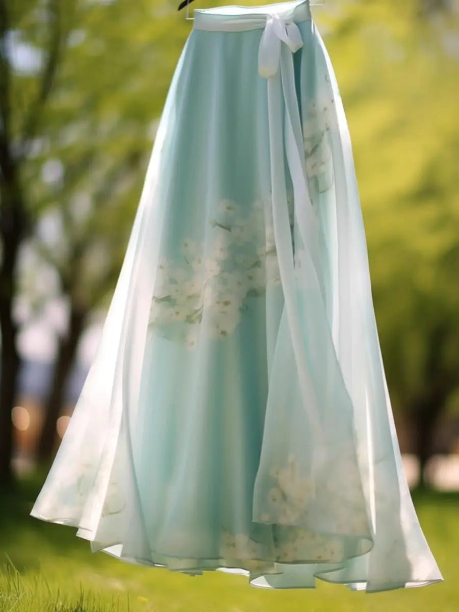 Stylish Casual Printed Chiffon Midi Skirt for Women