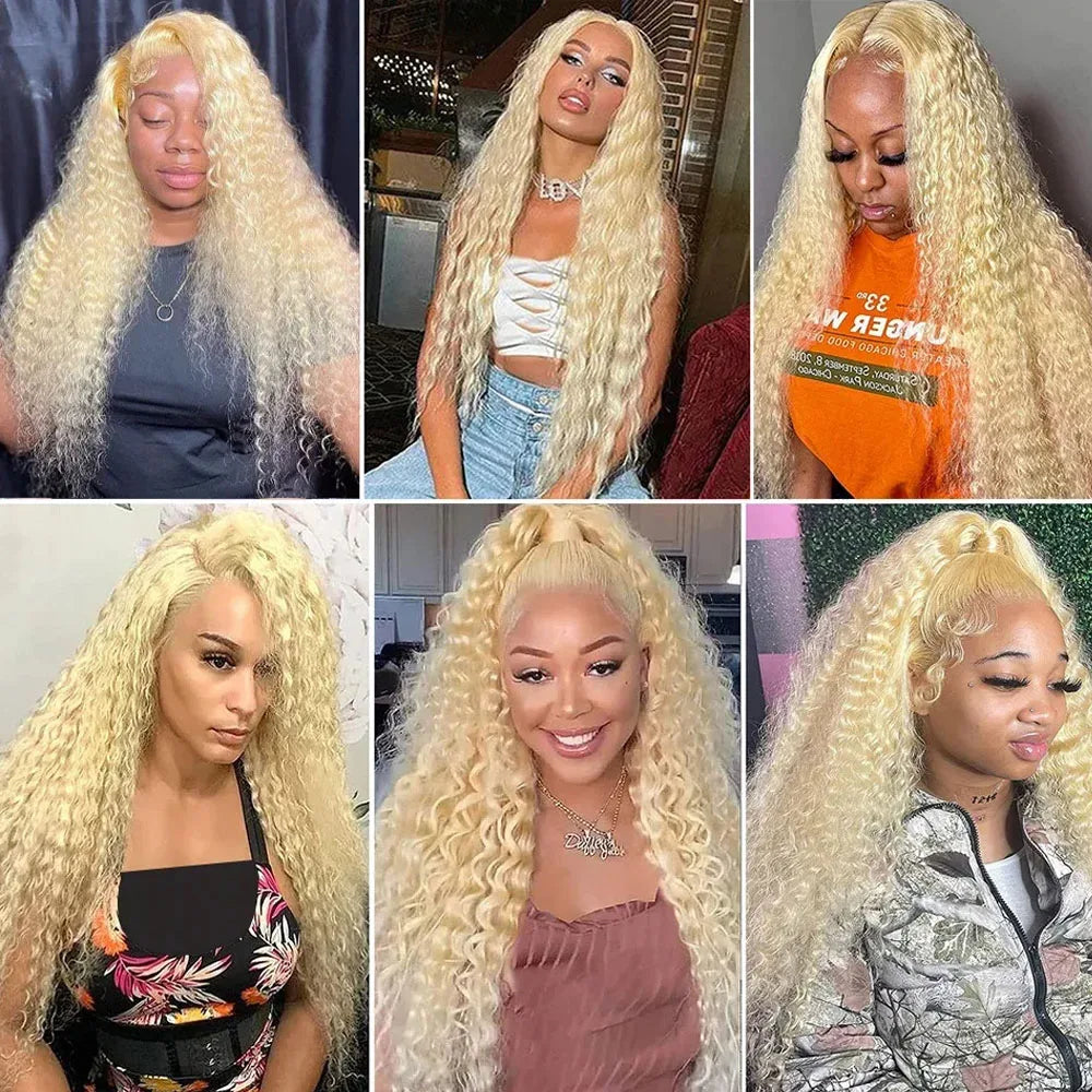 Deep Wave Blonde Lace Front Human Hair Wig for Women