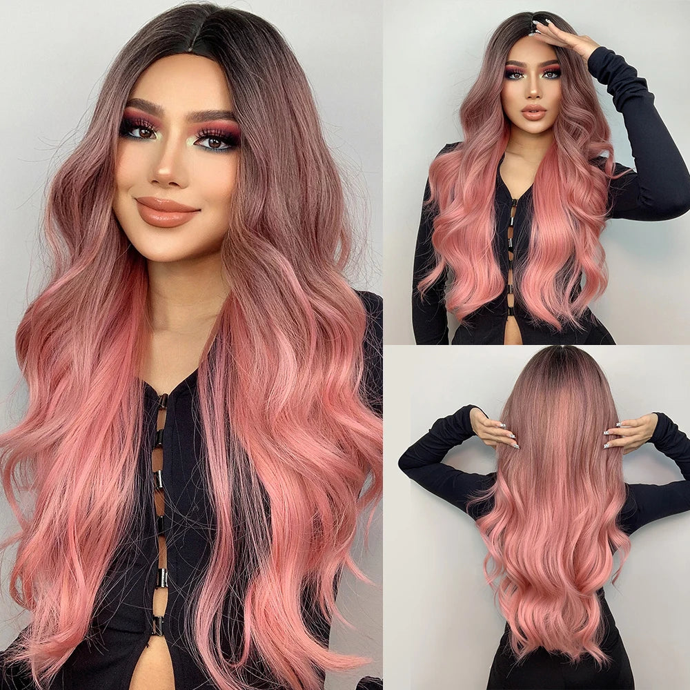 Long Wavy Grey And White Highlight Synthetic Wig for Women