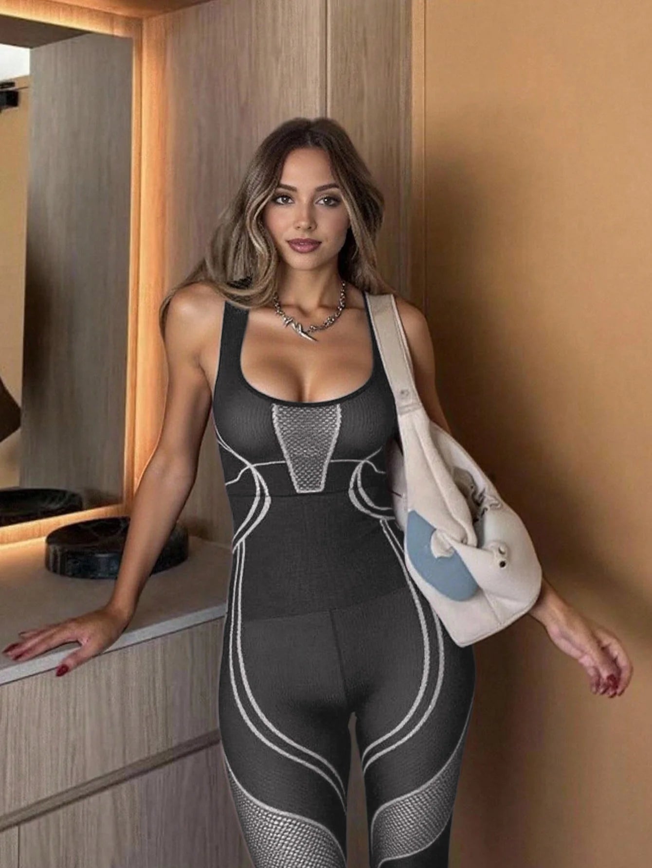 Women's Sports Yoga Jumpsuit Leisure Fitness Yoga Jumpsuit Yoga Training Suit Fitness Jumpsuit Splicing Color  Fashionable