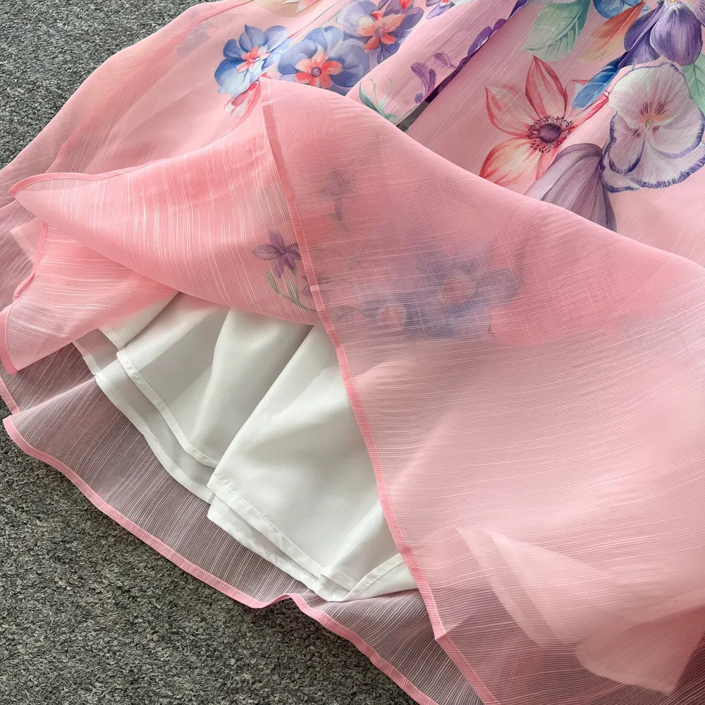 Floral Two Piece Skirt Set With Long Sleeves for Women