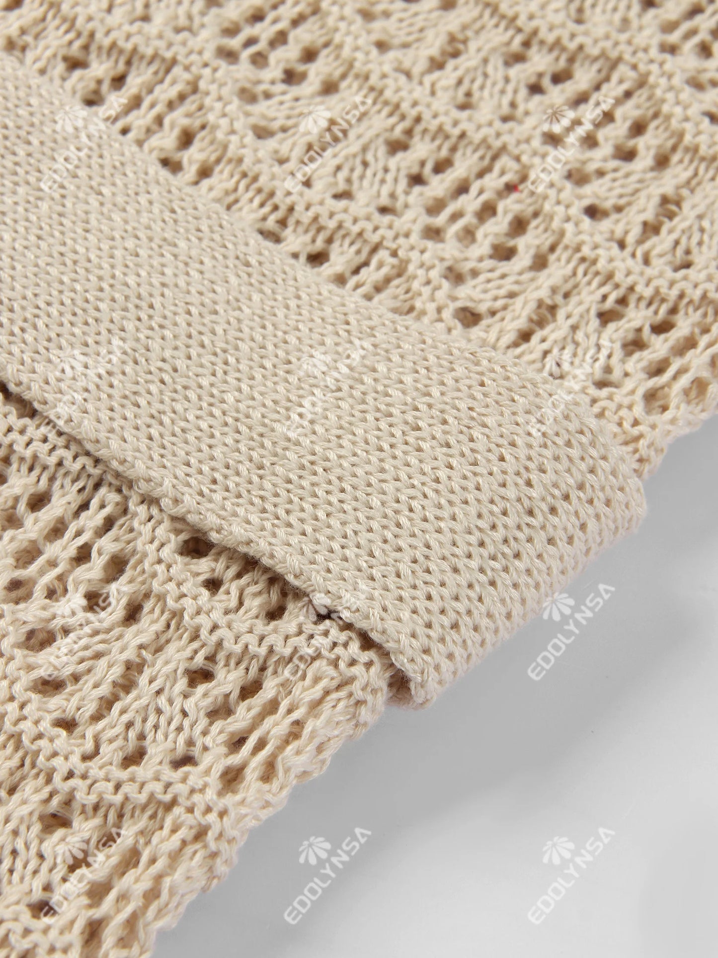 Sexy Shirt V-neck Bell Sleeve Hollow Out Knitted Belted Beach Mini Dress 2025 Summer Swimsuit Cover Up Women's Casual Outfit K16