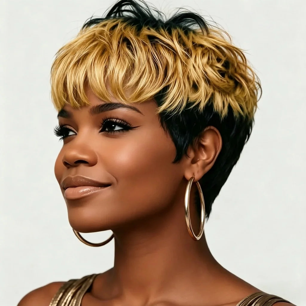 Short Brazilian Pixie Cut Human Hair Wig for Women