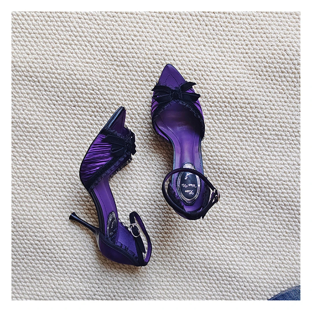 Pointed Open Toe Bow Detail High Heel Sandals for Women