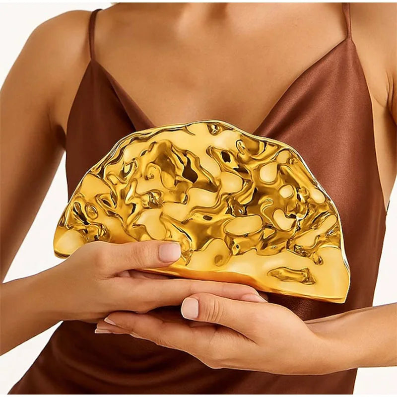 Brand Luxury Design Evening Bag Acrylic Fashion Exquisite High-end Handbag Metal Fan-shaped Crossbody Bag Textured Women's Bag