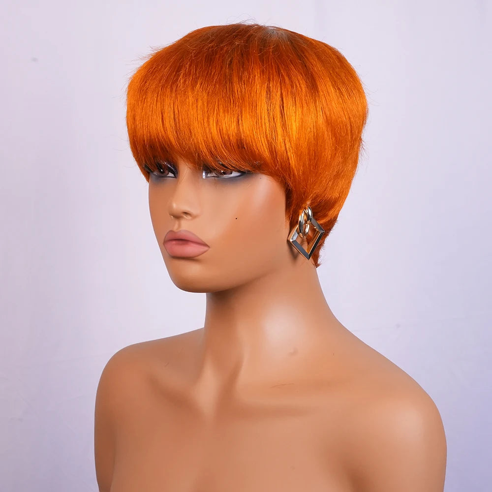 Realistic Short Straight Pixie Cut Human Hair Wig For Women