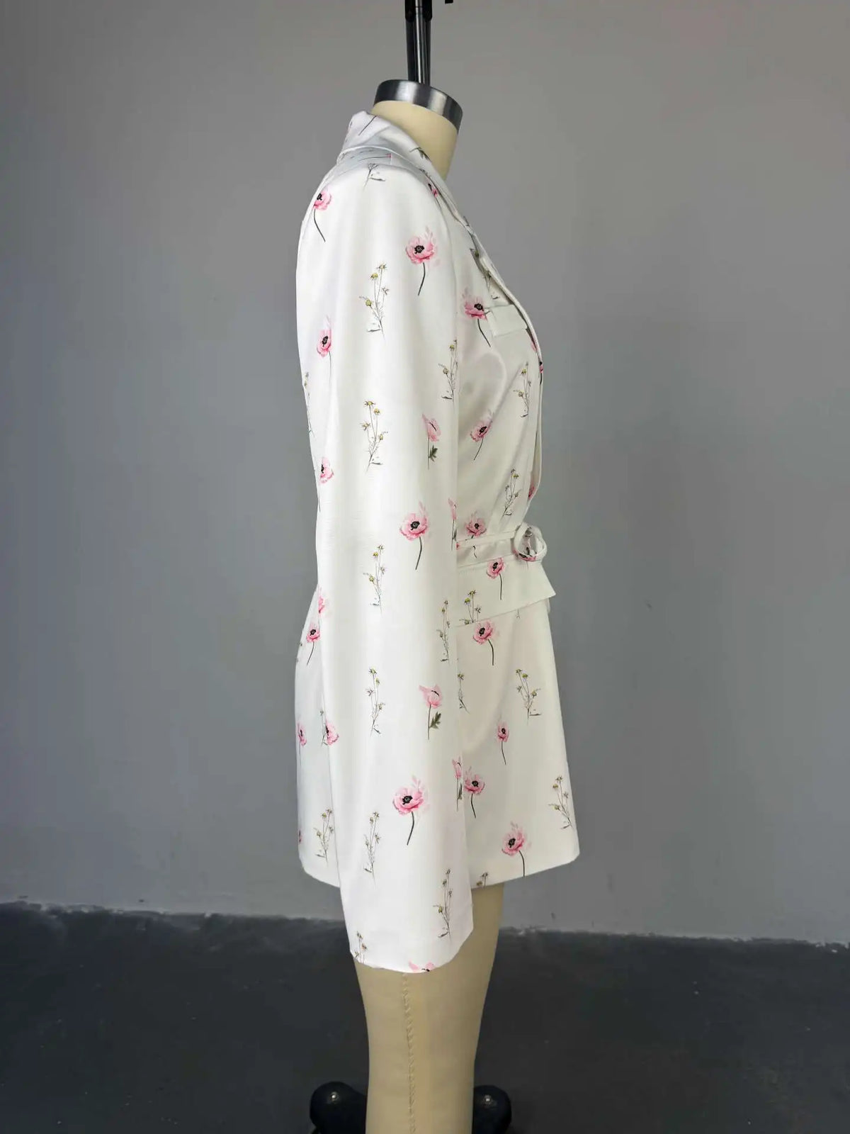 Printed Lace Up Casual Notched Blazer Jacket for Women