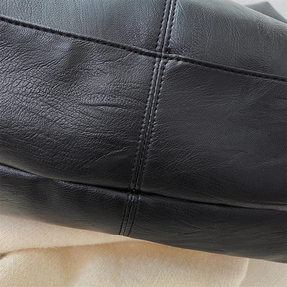 Oversized Leather Tote Bag With Dual Straps for Women