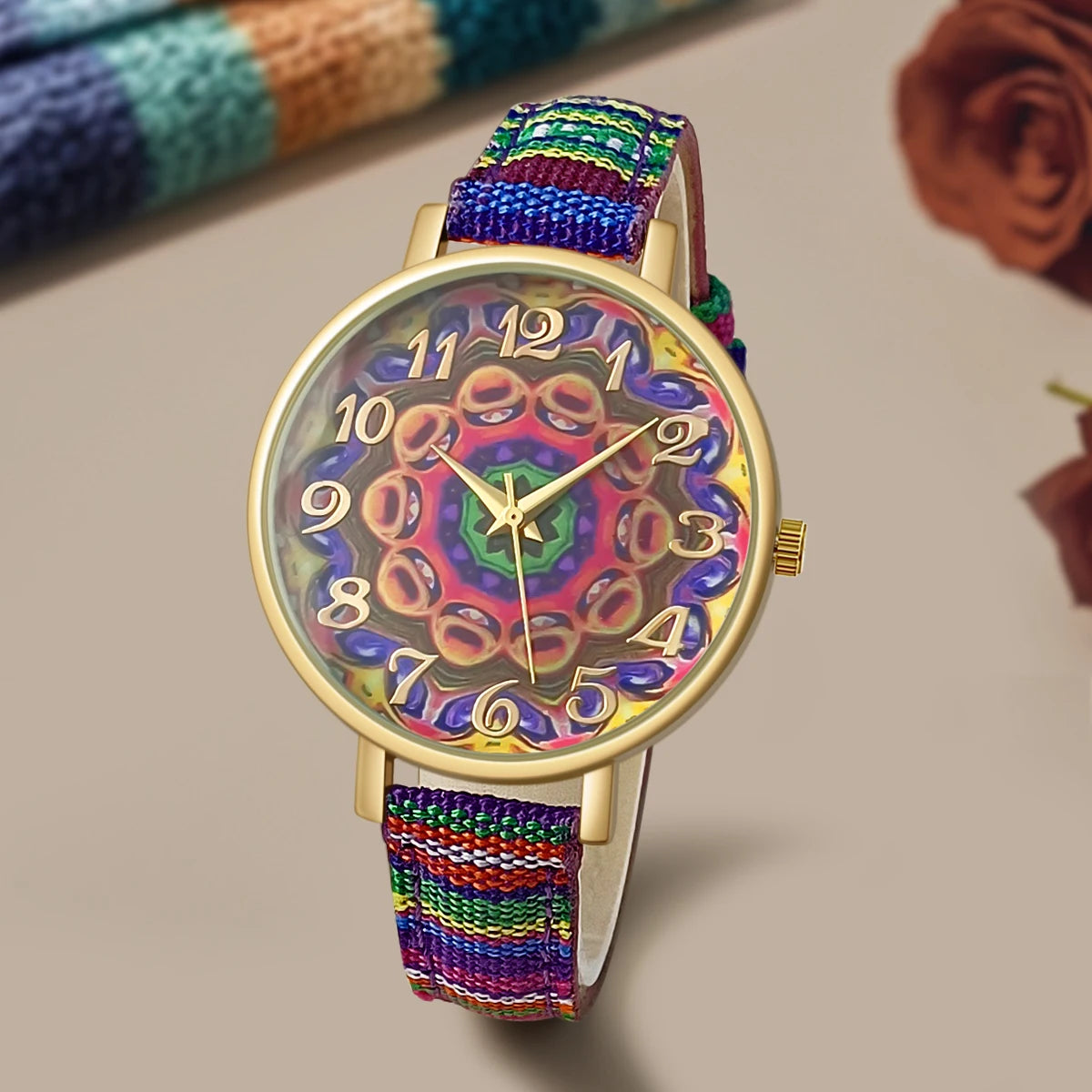 Classic Round Quartz Leather Strap Watch