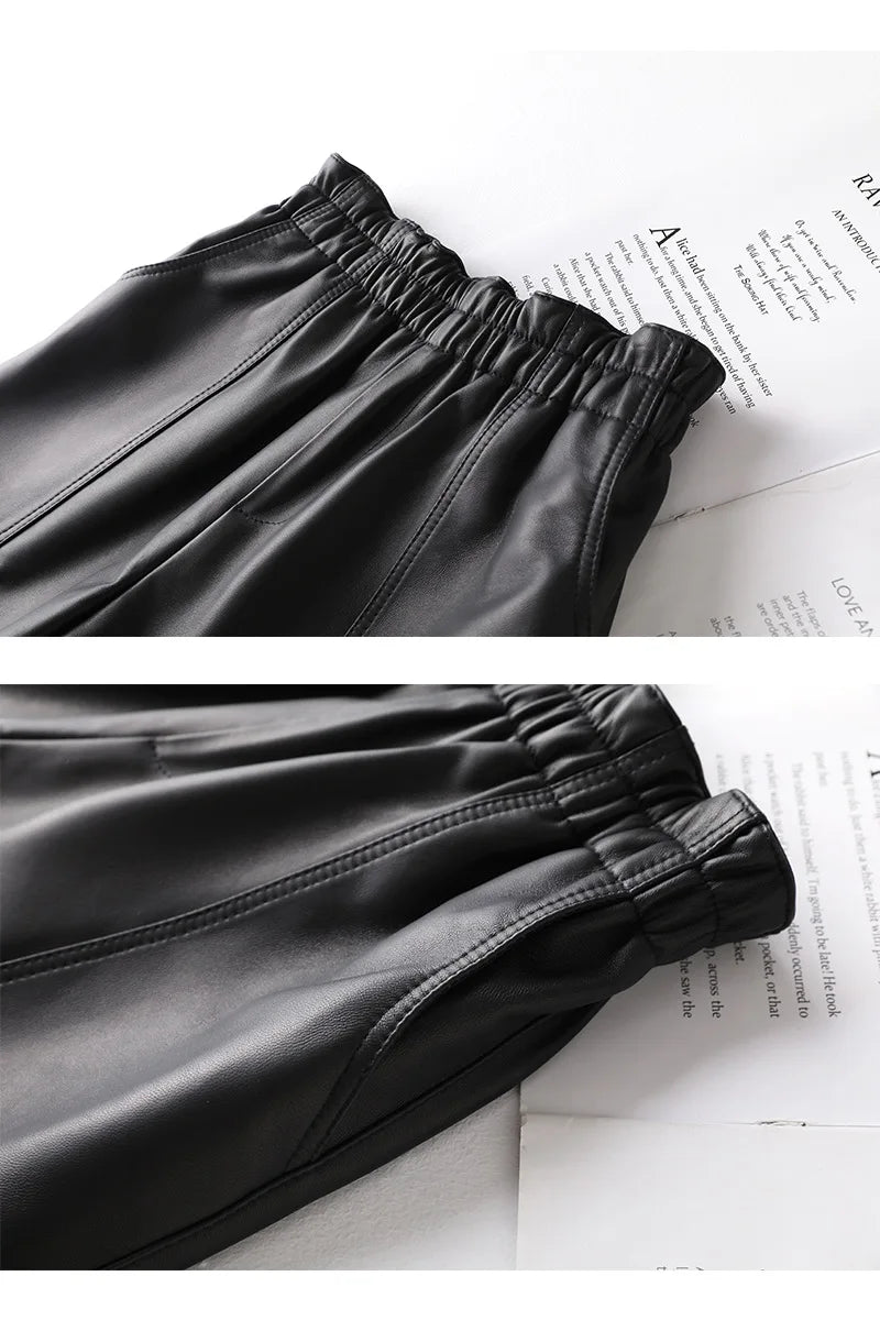 Genien Leather Shorts For Women 2025 New Fashion Elestic High Waist Short Pants Female Streetwear Shorts Casual Style