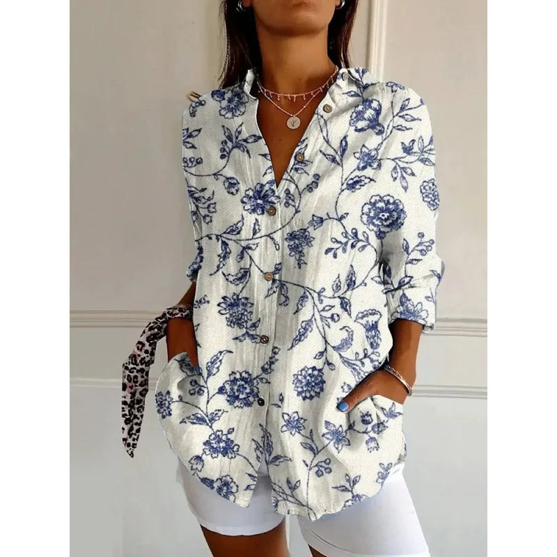 Ditsy Floral Oversized Dropped Shoulder Blouse for Women