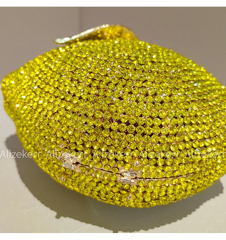 Elegant Lemon Shaped Diamond Evening Bag for Women
