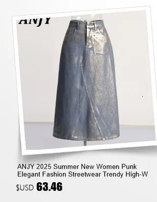 ANJY Summer New Women Y2K Streetwear Ins Fashion Sexy Hot Lace Patchwork Denim Camisole Vest Casual Drawstring Fifth Pants A7219