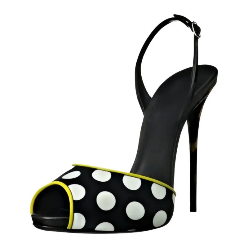 Polka Dot Platform High Heeled Dress Sandals for Women