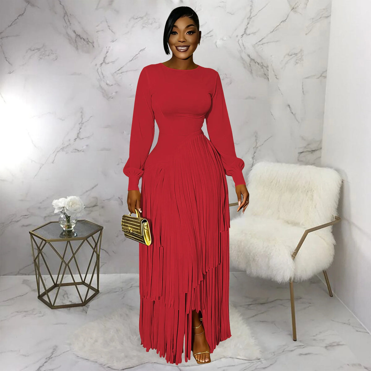 Elegant Long Sleeve African Dashiki Maxi Dress for Women