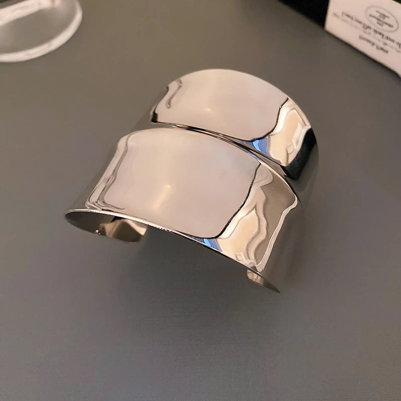 Layered Geometric Metal Cuff Bracelet