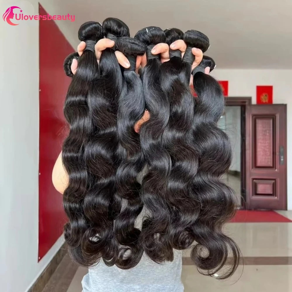 Natural Black Body Wave Human Hair Bundles for Women