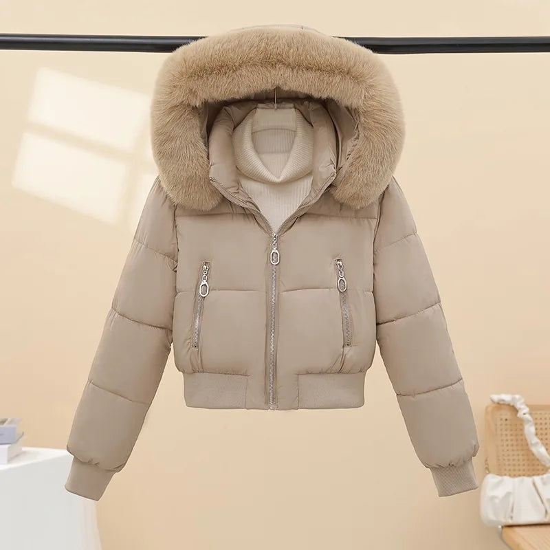Warm Hooded Cotton Padded Winter Parka Coat for Women