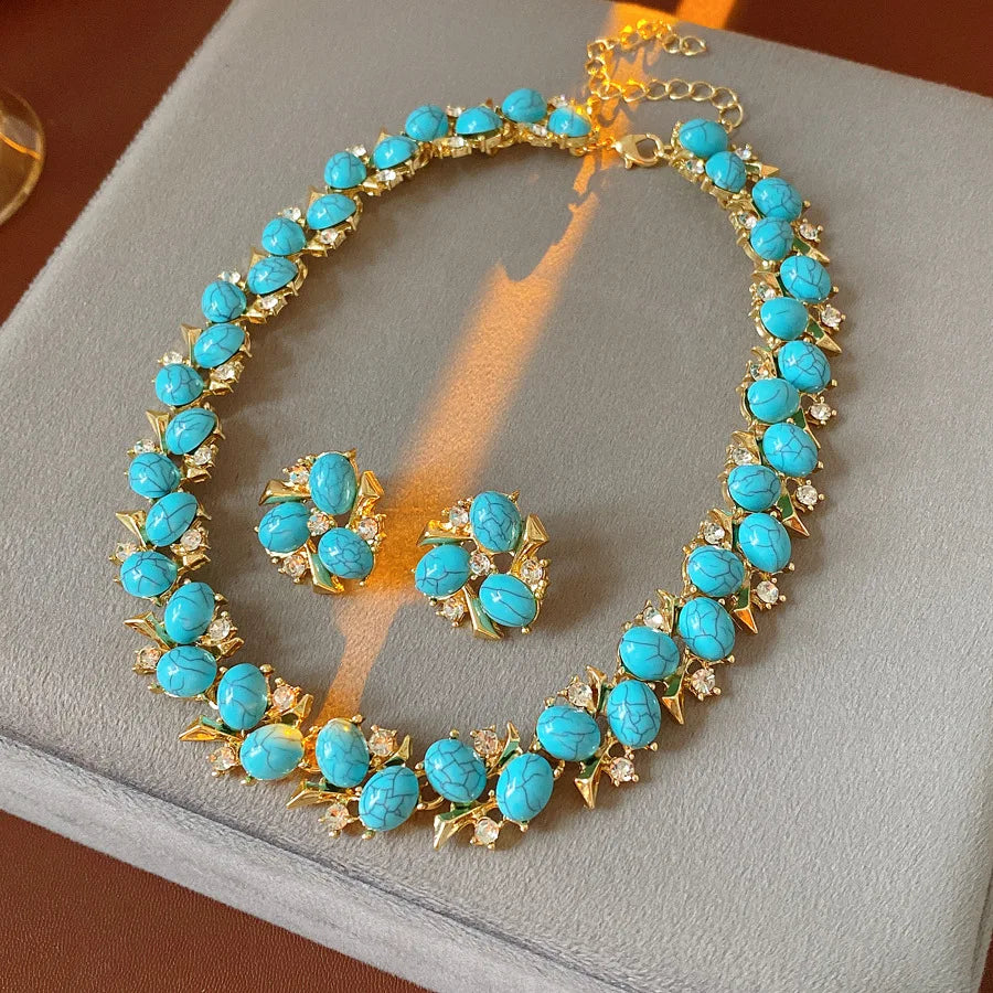 Floral Resin Necklace and Earring Set