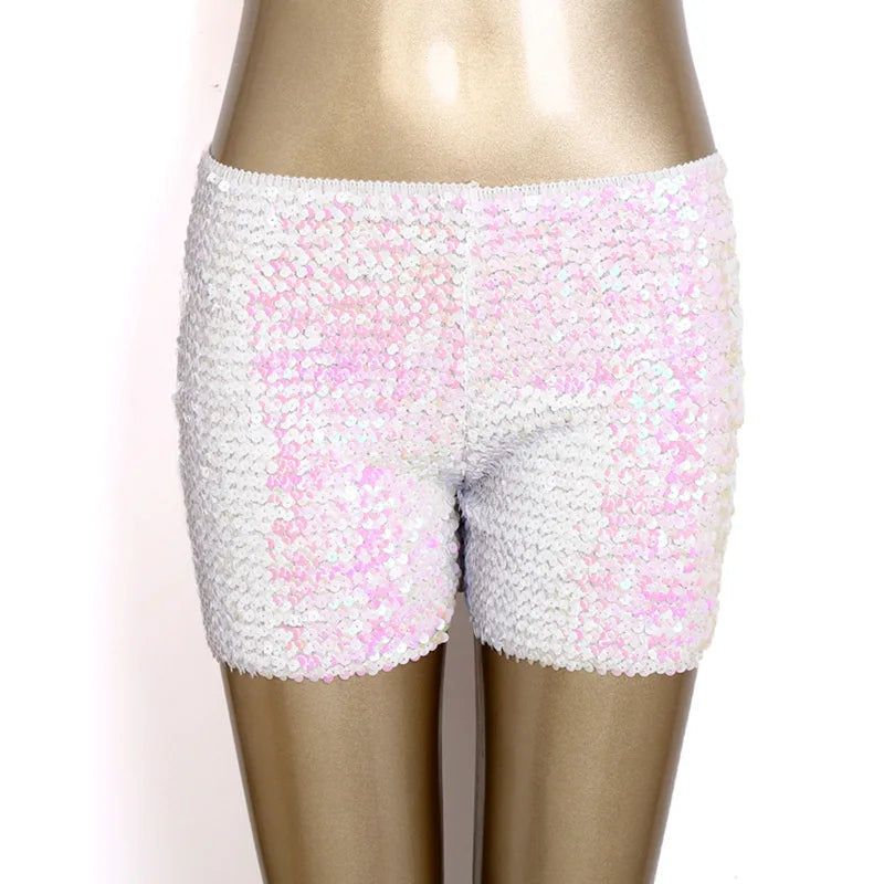 FAGADOER Y2K Sexy Sequin Shorts for Women Purple Golden Sparkling Low Waist Skinny Shorts Hot Girl Streetwear Bottoms 2025 New