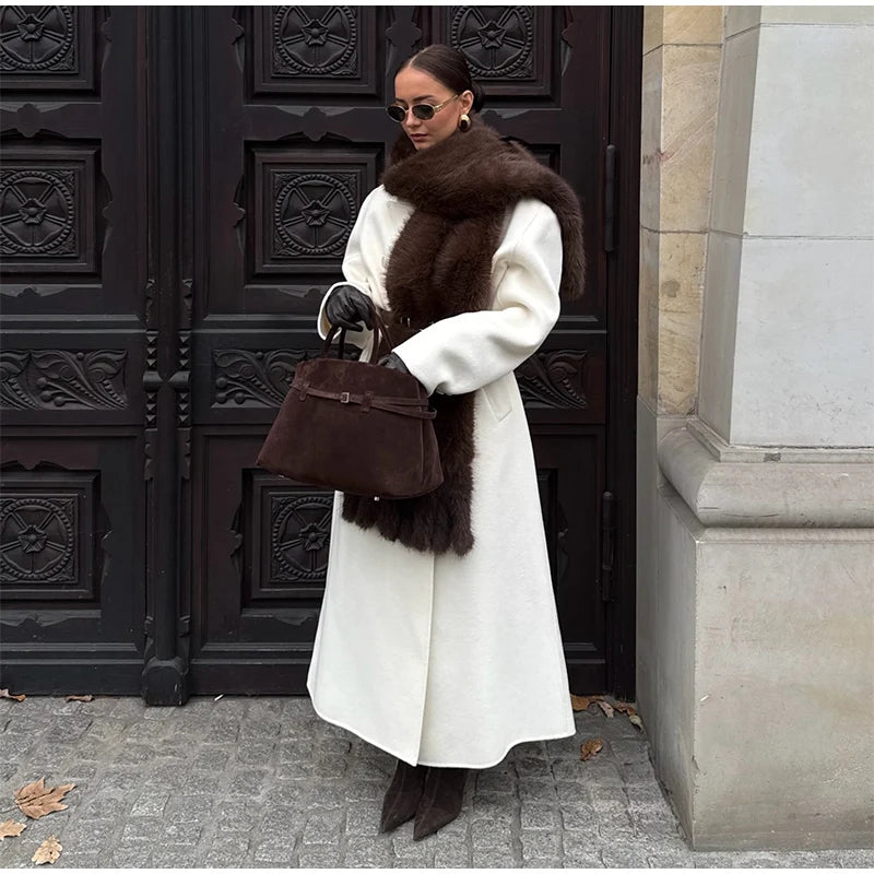Long Thick Plush Faux Fur Scarf With Fringe for Women