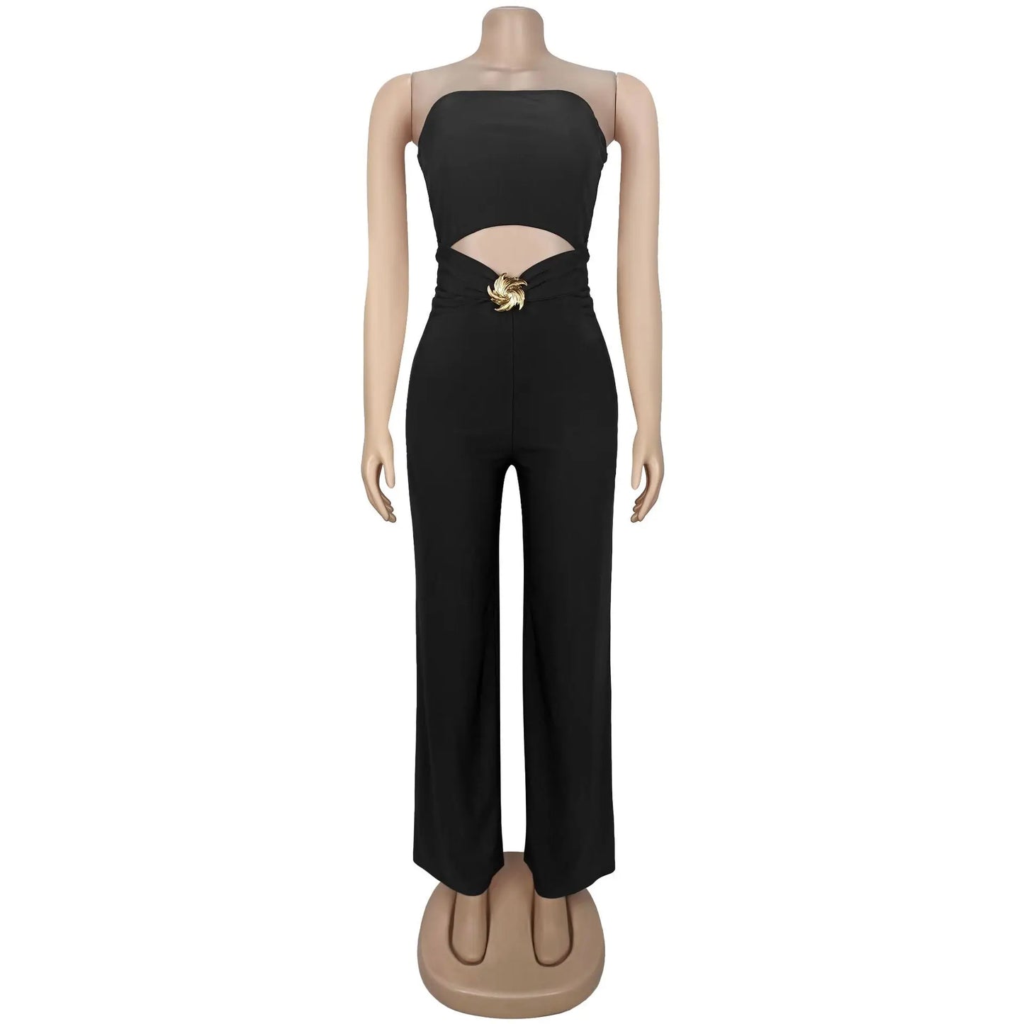Elegant Solid Color Sleeveless Backless Jumpsuit for Women