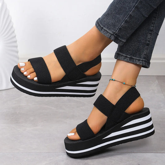 Thick Bottom Slingback Wedge Sandals