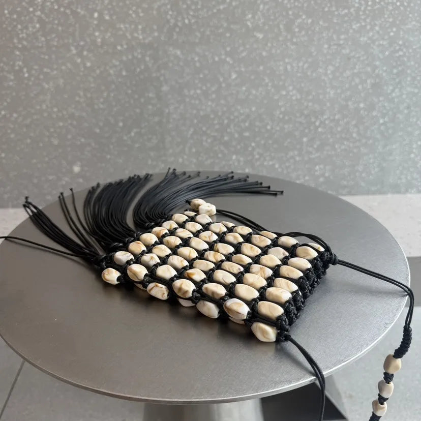 Handmade Beaded Rope Crochet Crossbody Bag for Women