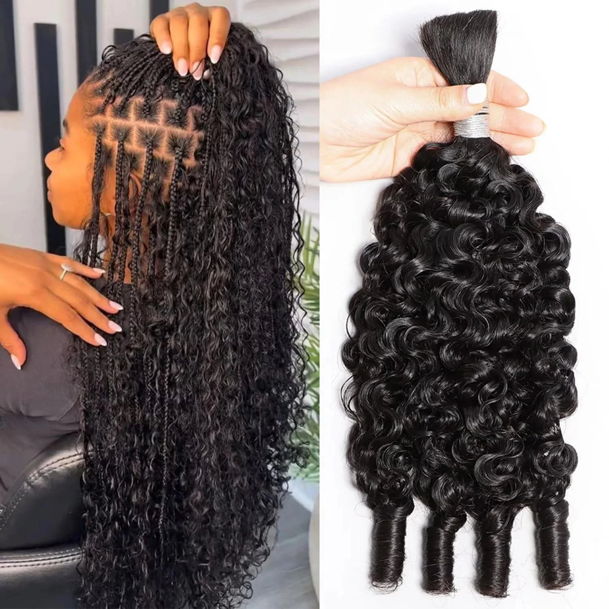 Natural Burmese Curly Human Hair Braiding Extensions for Women