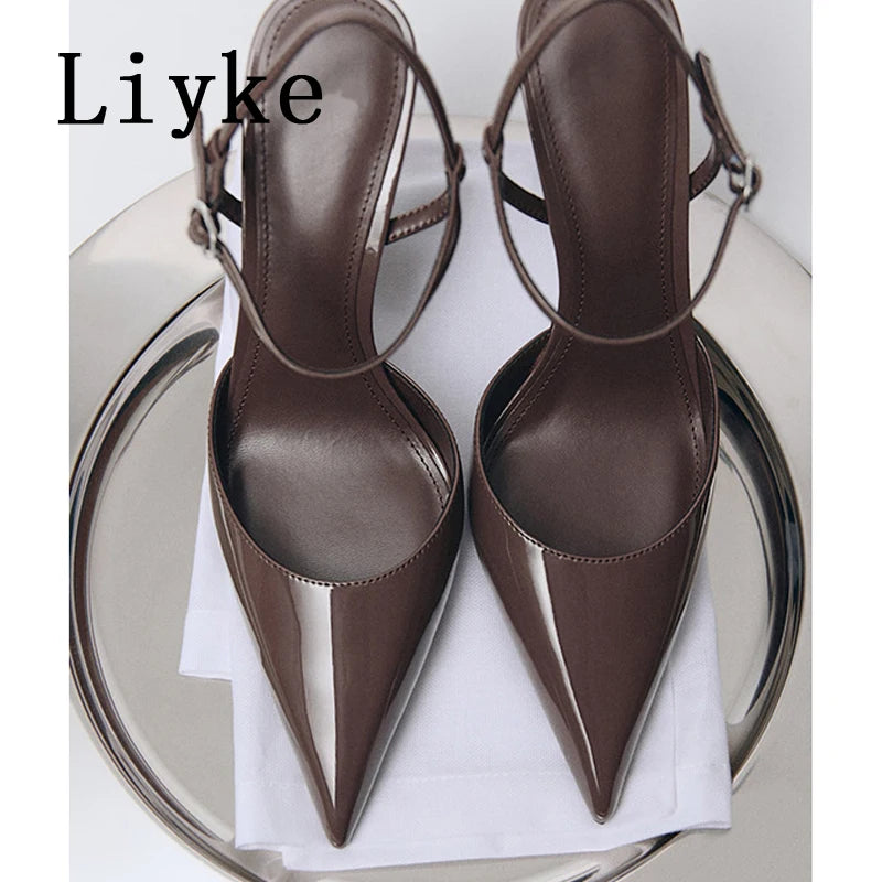 Elegant Pointed Toe Buckle Strap Stiletto Sandals for Women