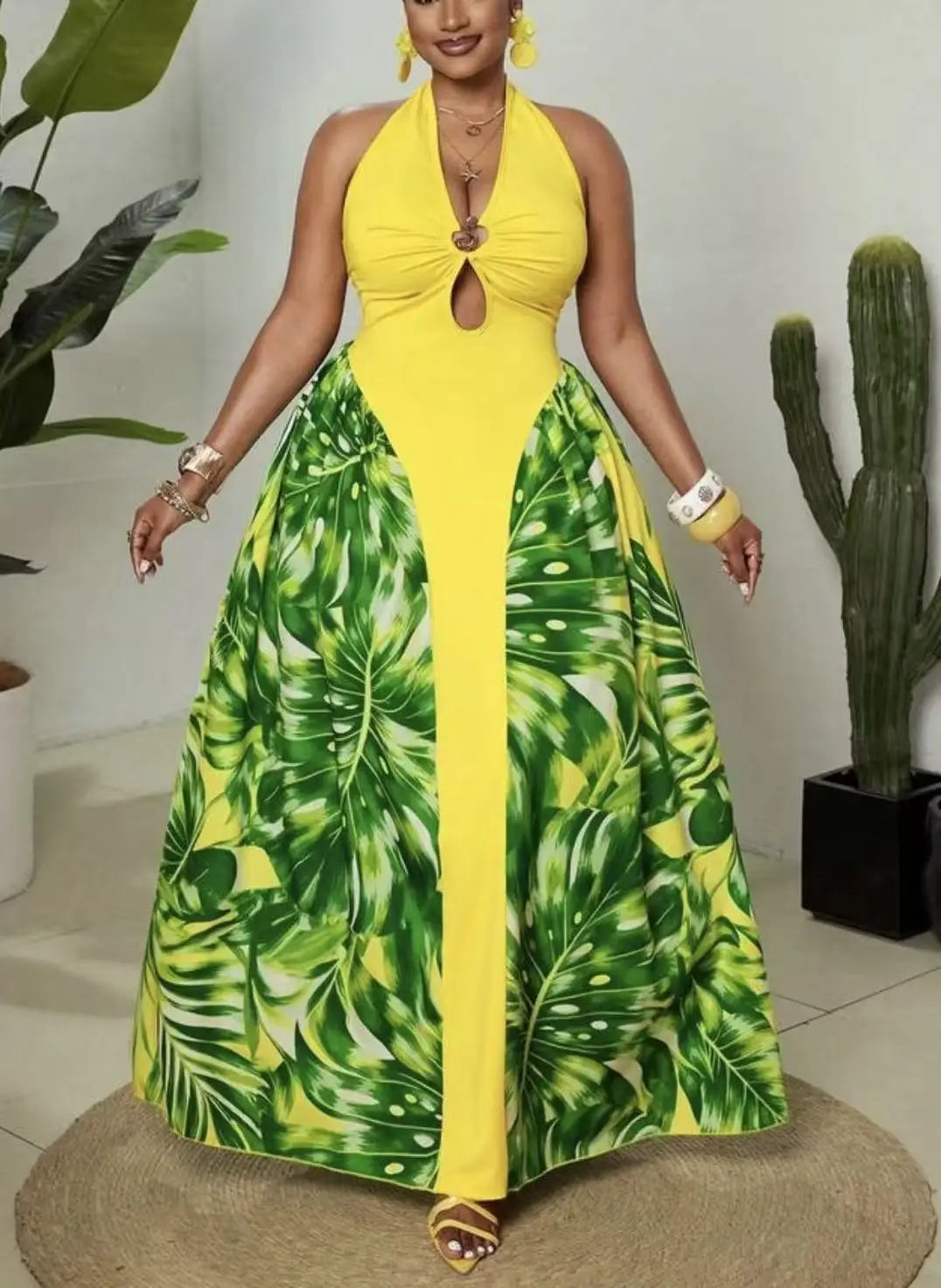 Elegant Sleeveless African Dashiki Maxi Dress for Women