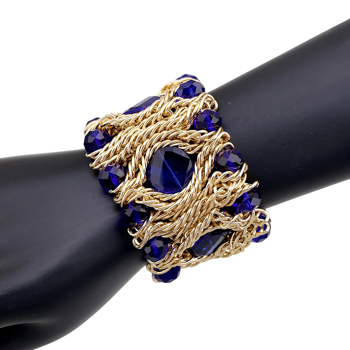 Beaded Crystal Statement Elastic Bracelet for Women