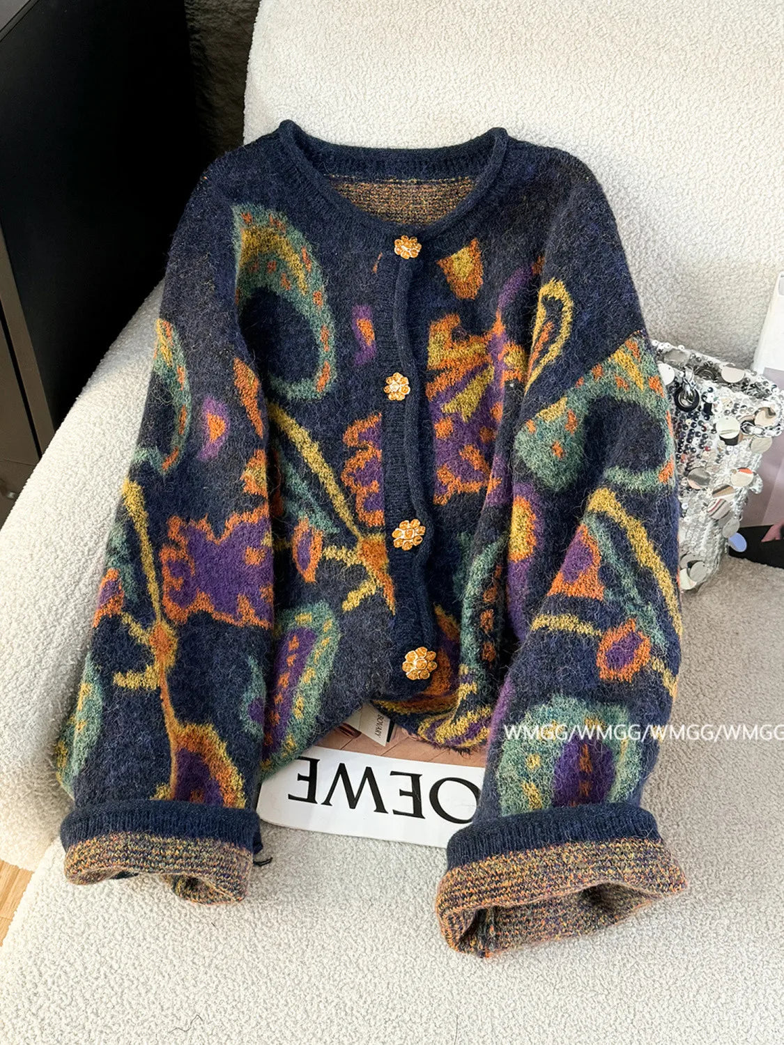 Soft Embroidered Thick Knit Cardigan Jacket for Women