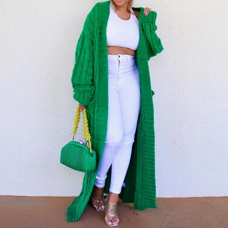 Long Sleeve Crochet Knit Cardigan Sweater for Women