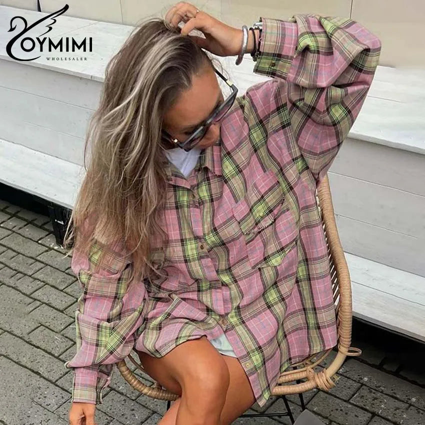 Long Sleeve Pink Print Pocket Blouse