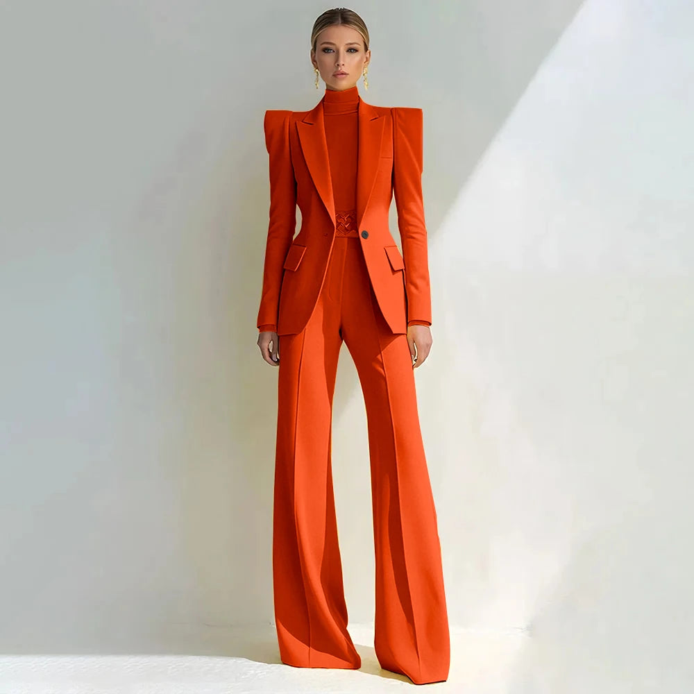 Stylish Double Breasted Two Piece Pantsuit for Women
