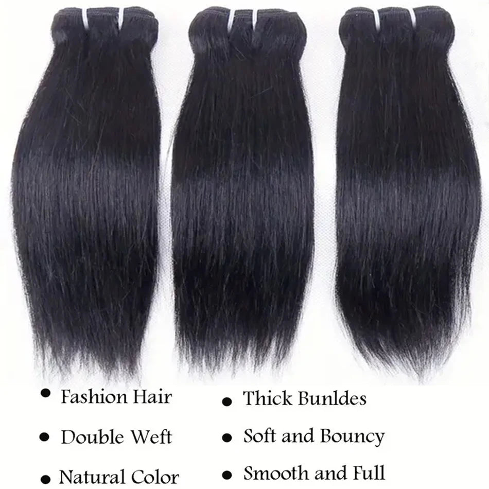 Bone Straight Brazilian Virgin Human Hair Bundles for Women