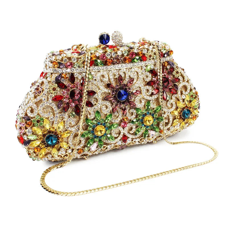 Rhinestone Chain Mini Evening Clutch Handbag for Women