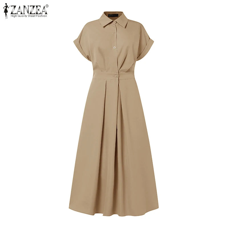 Collared Button Front Maxi Shirt Dress