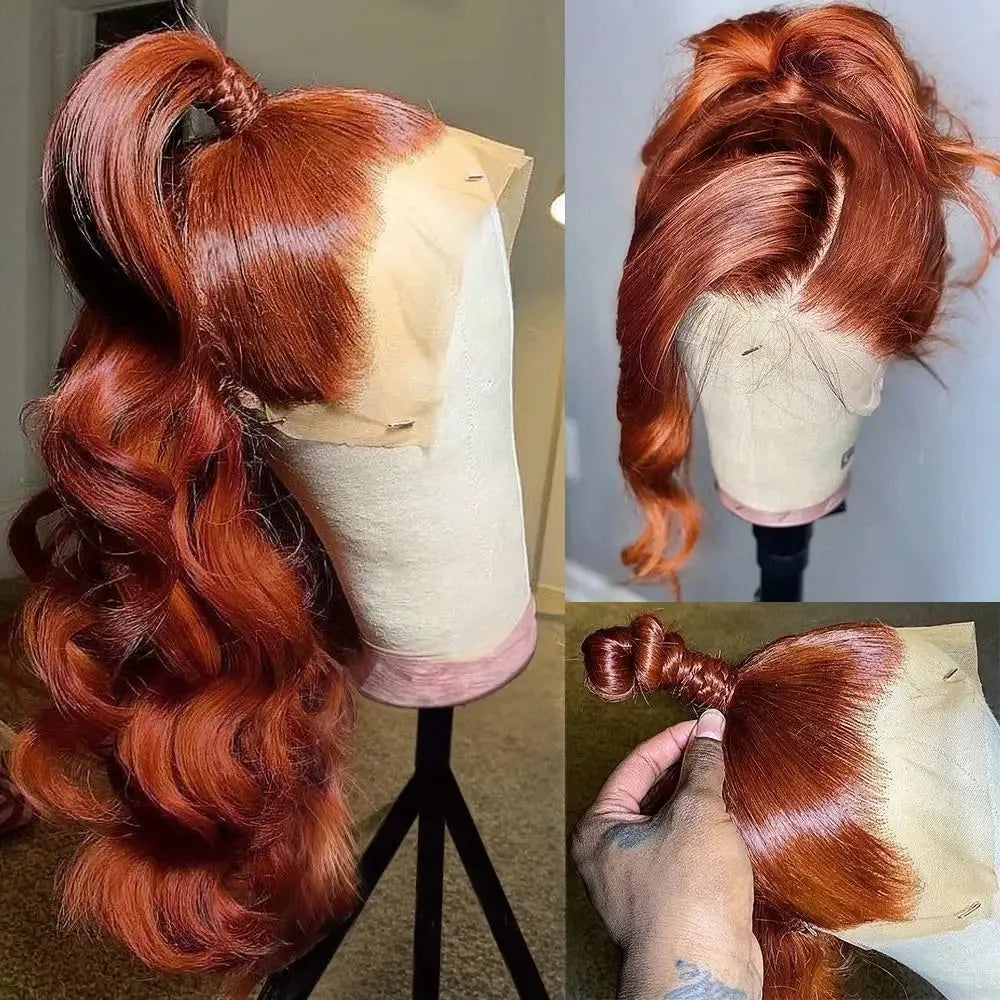 Bright Red Body Wave Heat Resistant Lace Front Wig for Women