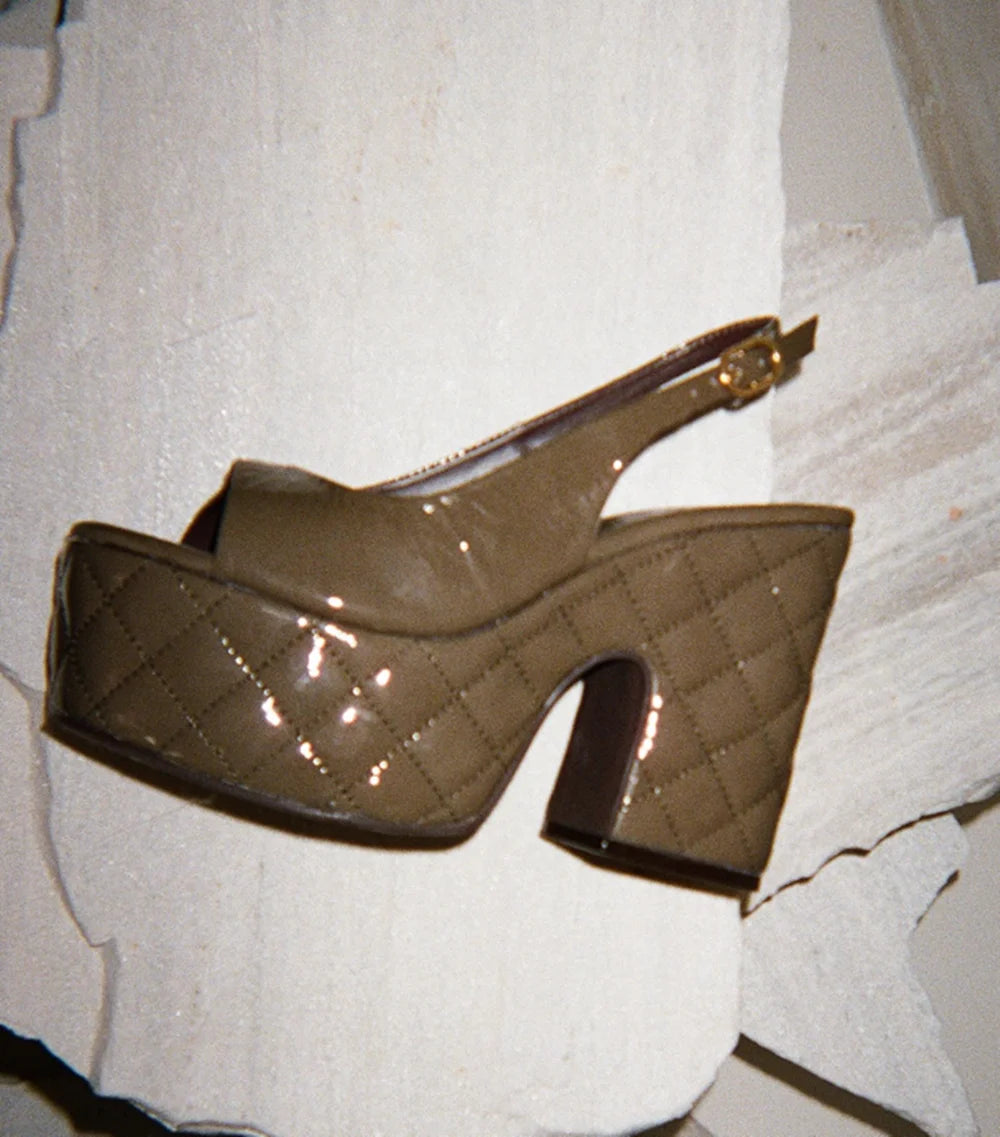 Retro Peep Toe Platform Sandals