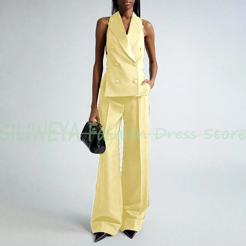Double Breasted Vest And Pants Set
