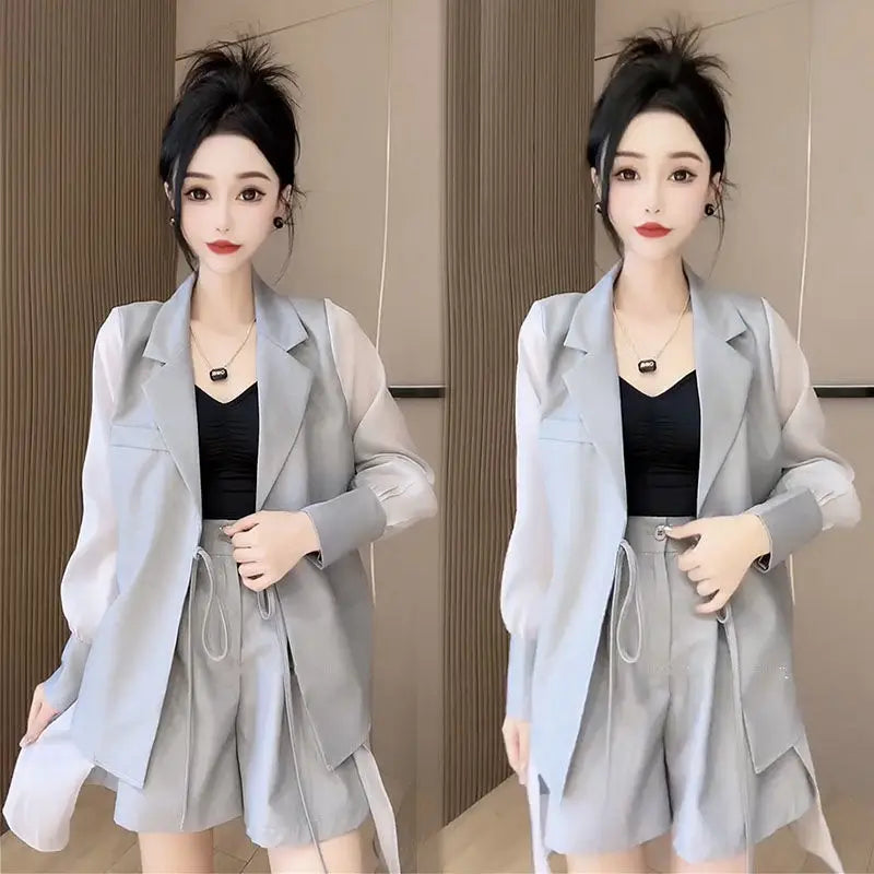 Summer 2 Piece Outfits 2025 Formal Kit Office Blazer Suits Set of Two Fashion Pieces for Women Shorts Cheap Womens Matching Sets
