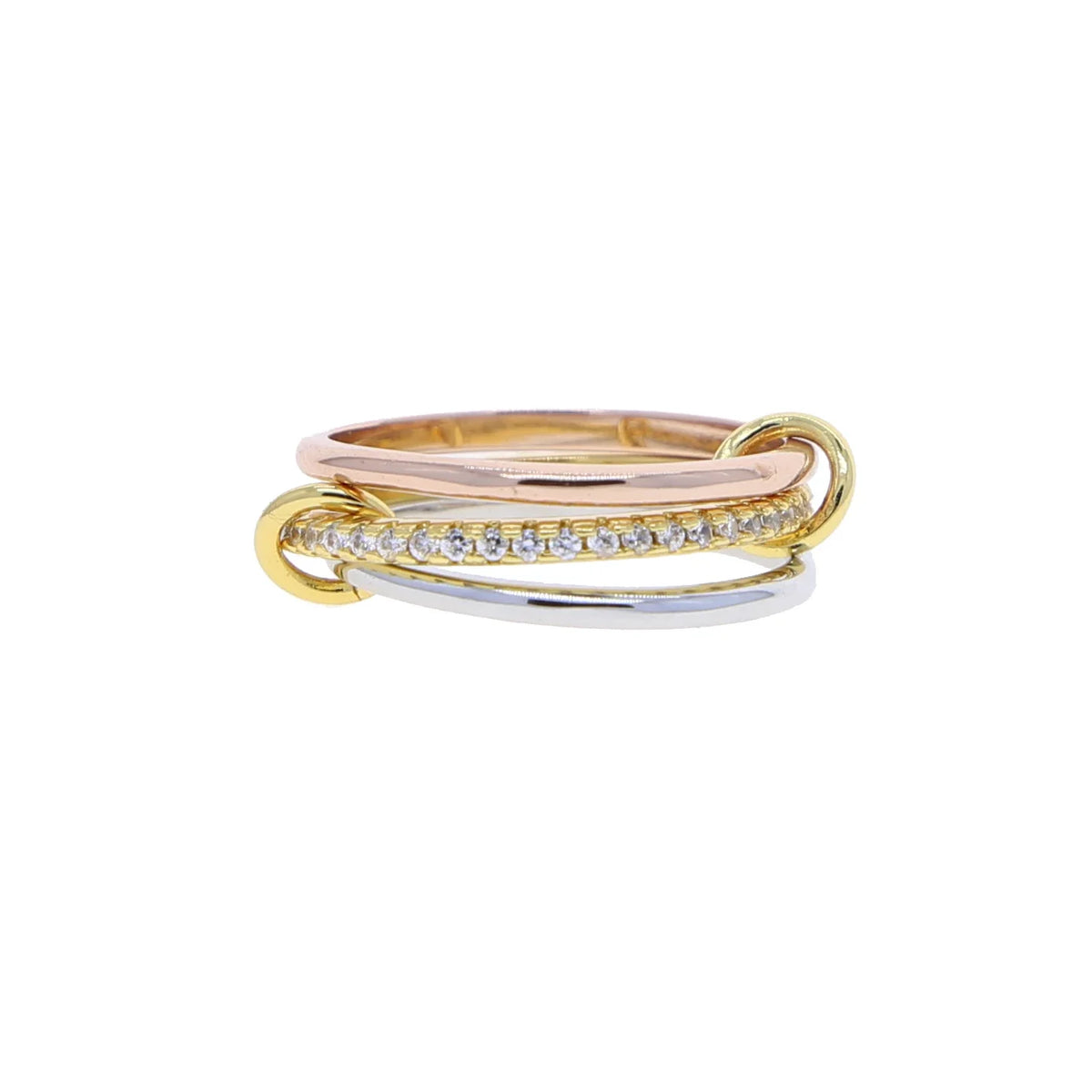 Gold Tone Pink Zircon Stacking Band Rings for Women