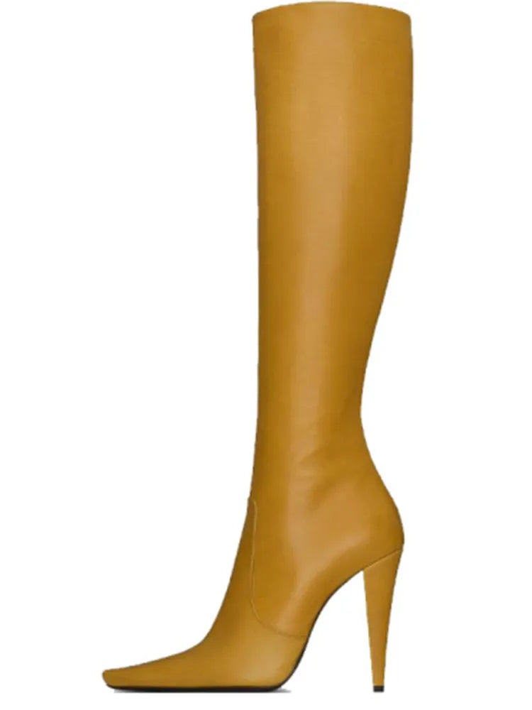 Pointed Toe Knee High Stiletto Heeled Boots for Women