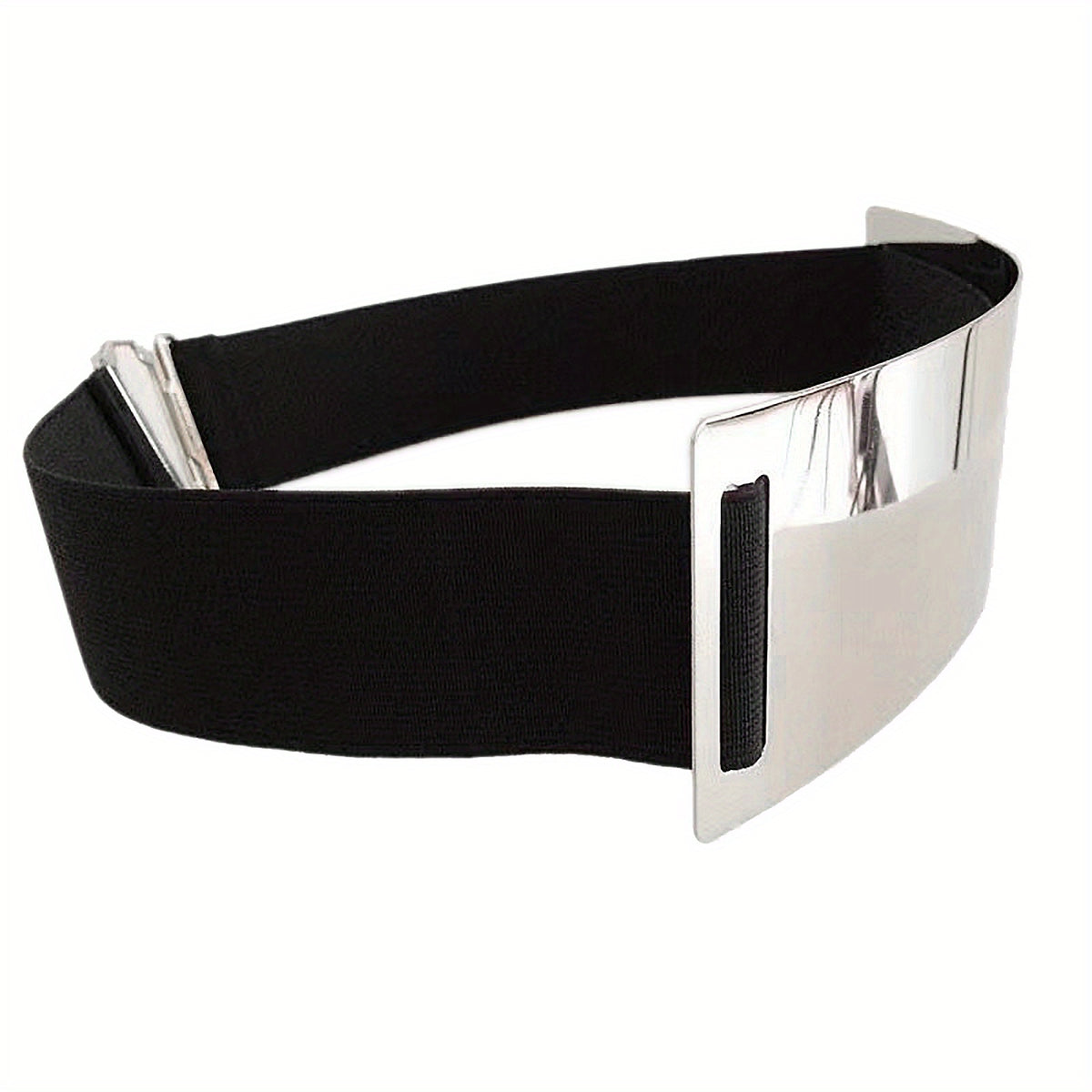 Punk Inspired Metallic Glossy Wide Waist Belt for Women